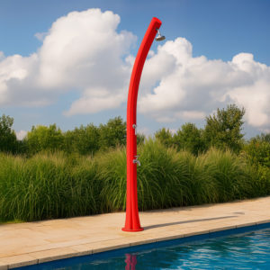 Red solar shower 25L Polyethylene Height 225cm With footbath